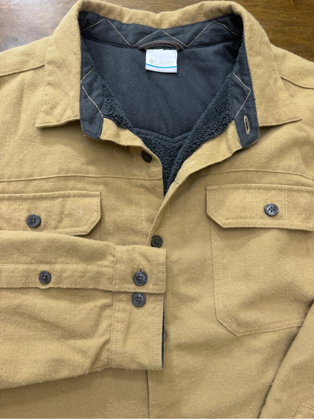 Columbia XXL Tan Canvas Fleece Lined Shirt Jacket